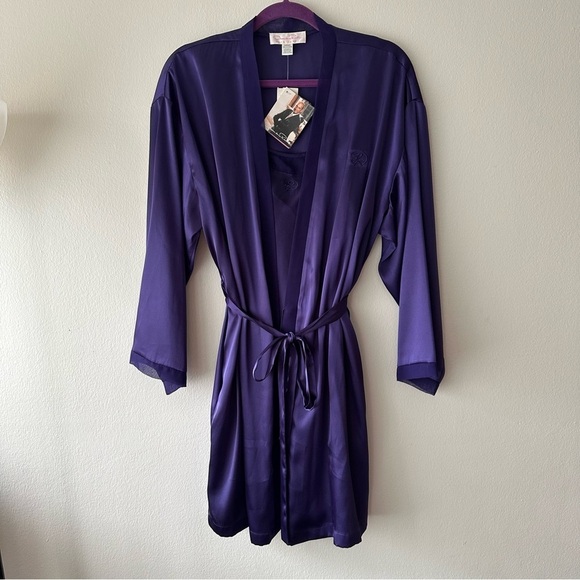 Oscar de la Renta Pink Label Ladies Purple Robe with nightie Large Beautiful VTG - Picture 1 of 7